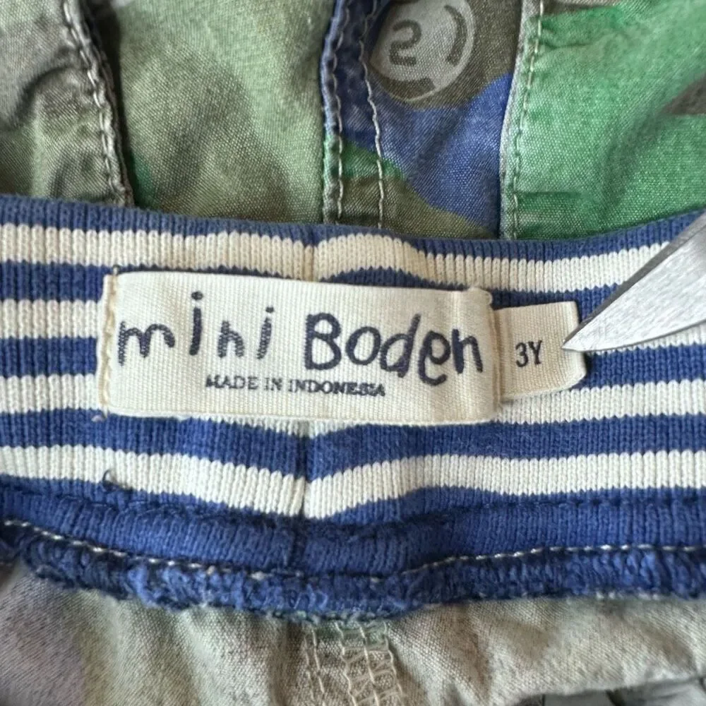 Mini Boden Green & Blue Plane Camo Shorts Size 3
